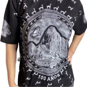 Vintage Machu Picchu from Peru, Black Graphic Tee Shirt